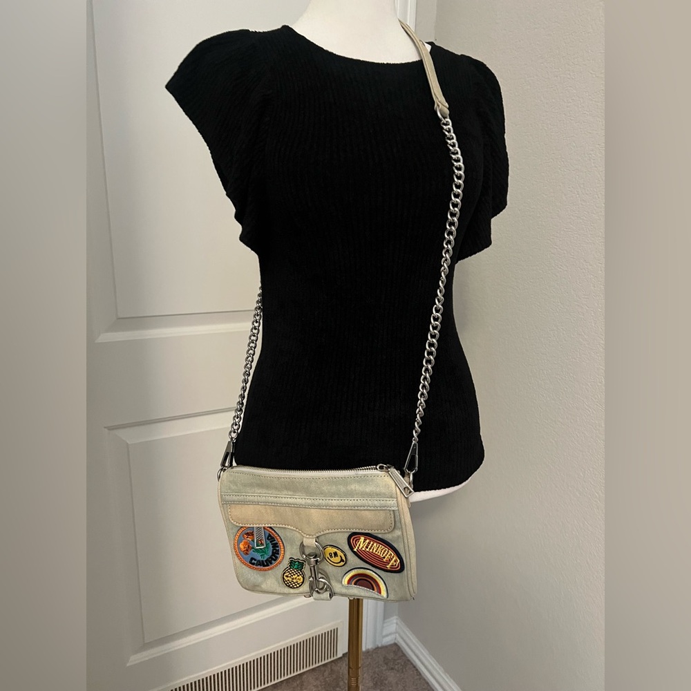 Rebecca Minkoff Mini MAC light denim patches crossbody purse Chain Strap Bag. - Picture 13 of 16